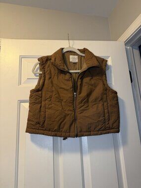 Thread & Supply Brown Cropped Puffer Vest Size S